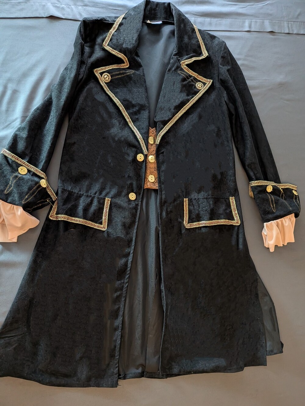 California Costumes Men’s Black Pirate Trench Coat & Vest Sz L - XL